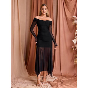 Women's Bodycon Mesh Sinched Dress Festival Party Romantic Whimsigoth Maxi Small